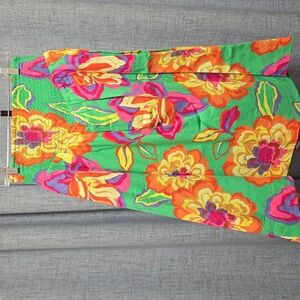 GB Gianni Bini Vibrant Tropical Floral A-Line Skirt With Full Lining, Size Small